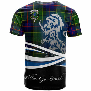 Scottish Forsyth Clan Crest Tartan T-Shirt - Scotland Lion Back Side Tartan Plaid