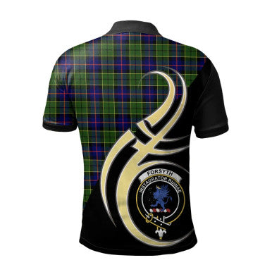 Scottish Forsyth Modern Clan Crest Tartan Polo Shirt Believe in Me Back Side Tartan Plaid