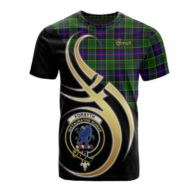 Scottish Forsyth Modern Clan Crest Tartan T-Shirt Believe in Me Front Side Tartan Plaid