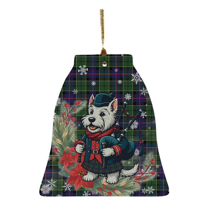 Scottish Forsyth Modern Clan Tartan Ceramic Ornament Cute Scottish Terrier Dog Bell Style Tartan Plaid
