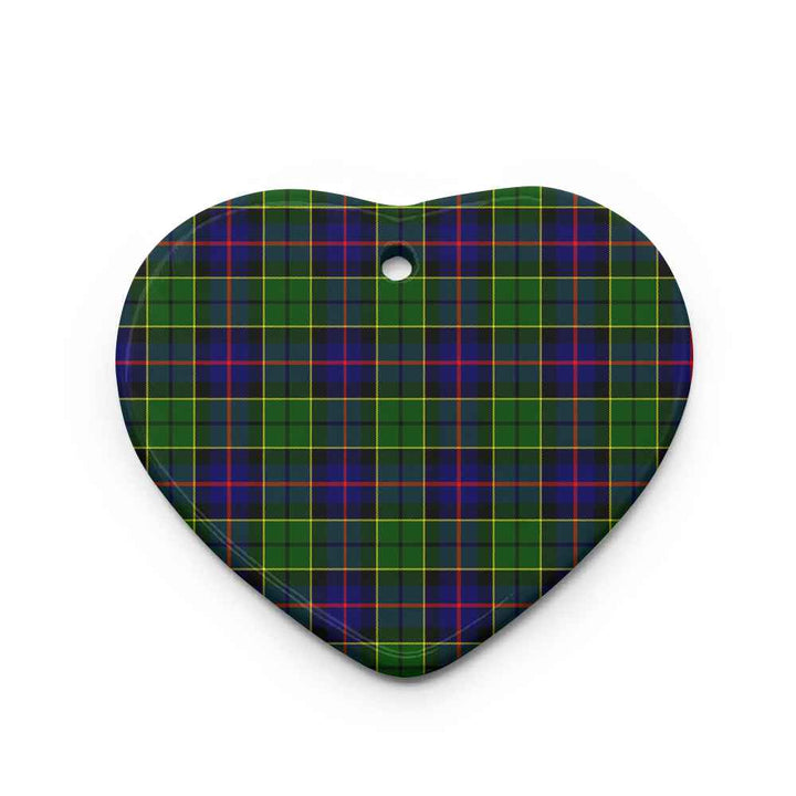 Scottish Forsyth Modern Clan Tartan Ceramic Ornament Heart Shape Tartan Plaid