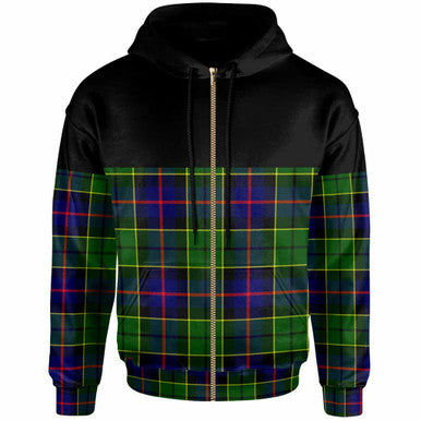 Scottish Forsyth Modern Clan Tartan Hoodie - Horizontal Style Zip Tartan Plaid