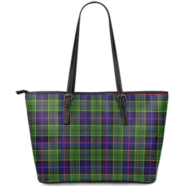 Scottish Forsyth Modern Clan Tartan Leather Tote Tartan Plaid