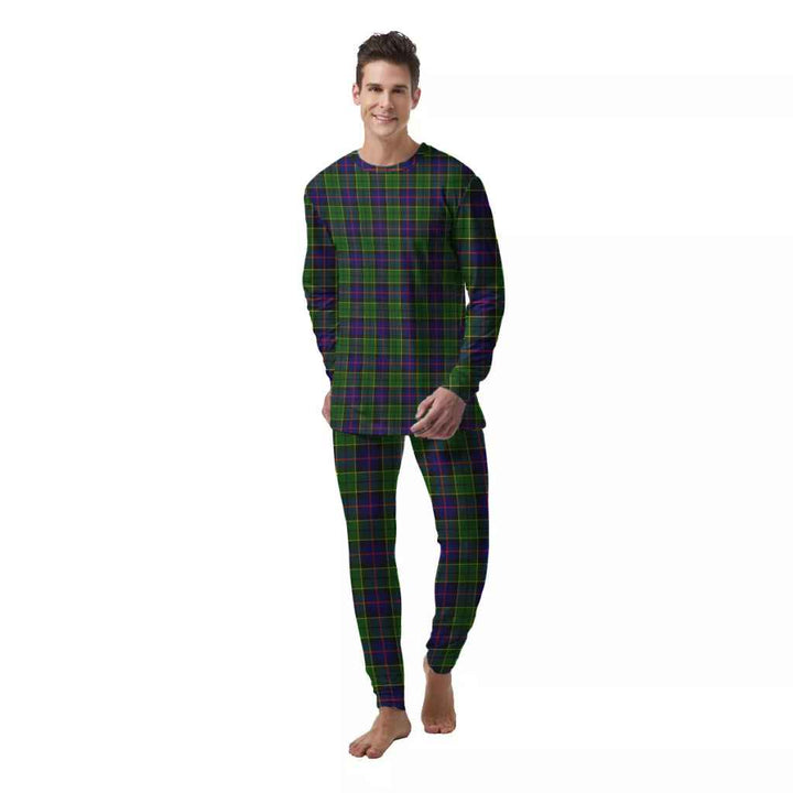 Scottish Forsyth Modern Clan Tartan Pajama Set  Men Front Side Tartan Plaid