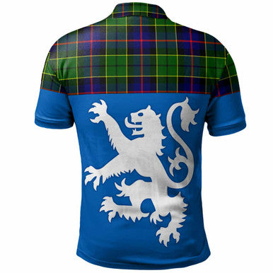 Scottish Forsyth Modern Clan Tartan Polo Shirt - Lion Rampant of Scotland With Flag Back Side Tartan Plaid