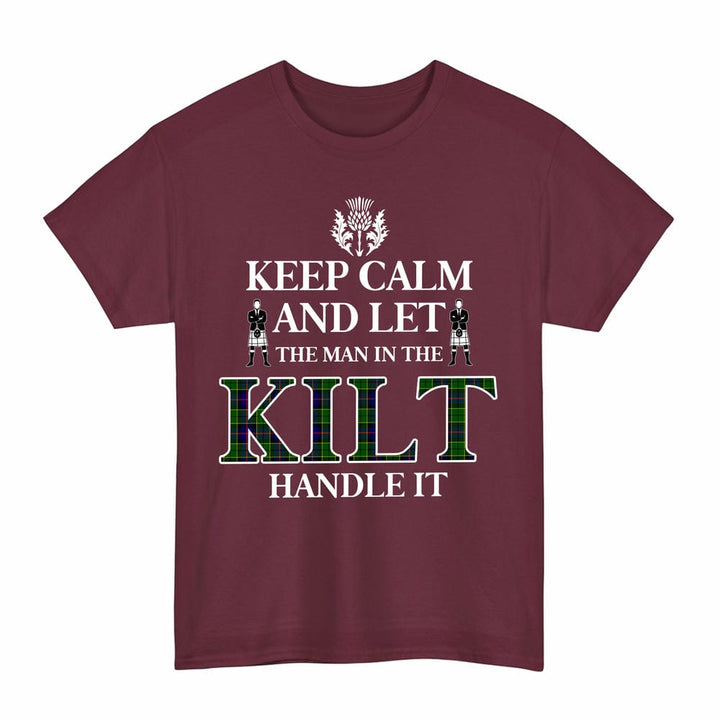 Scottish Forsyth Modern Clan Tartan T-Shirt - Keep Calm Tartan Plaid Maroon Color
