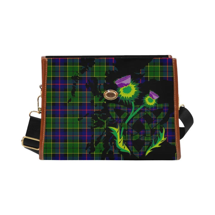 Scottish Forsyth Modern Clan Tartan Waterproof Canvas Bag With Thistle Tartan Plaid 2