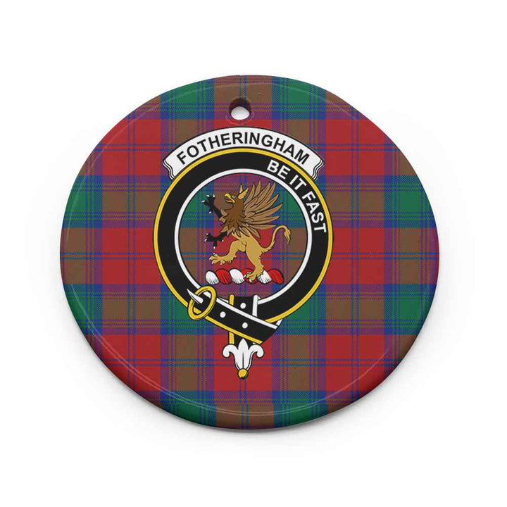 Scottish Fotheringham Clan Crest Tartan Ceramic Ornament Circle Shape Tartan Plaid