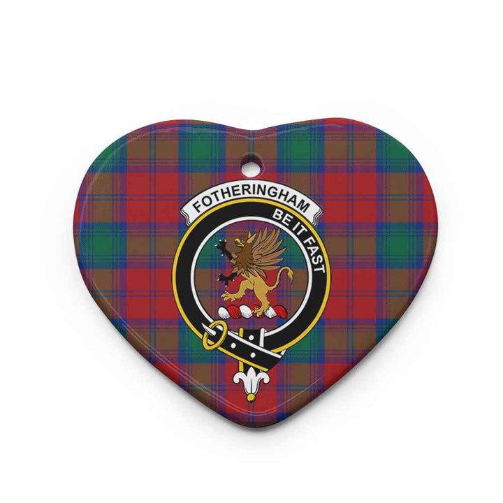Scottish Fotheringham Clan Crest Tartan Ceramic Ornament Heart Shape Tartan Plaid
