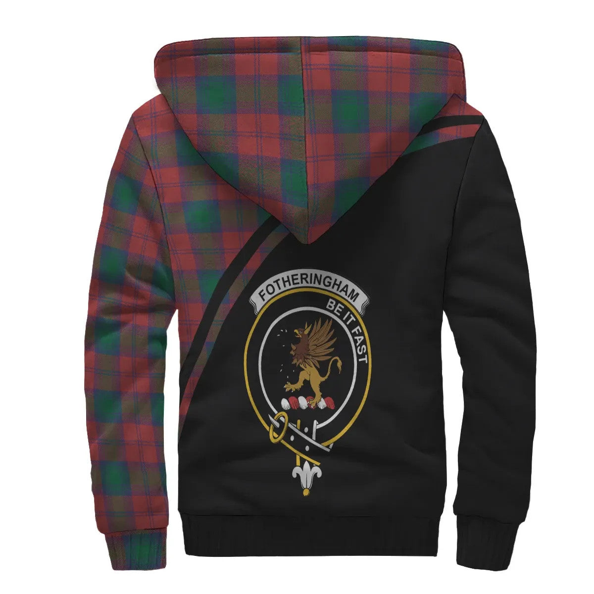 Pollock Modern Tartan Crest Sherpa Hoodie - Circle Style