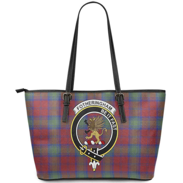 Scottish Fotheringham Clan Crest Tartan Leather Tote Tartan Plaid