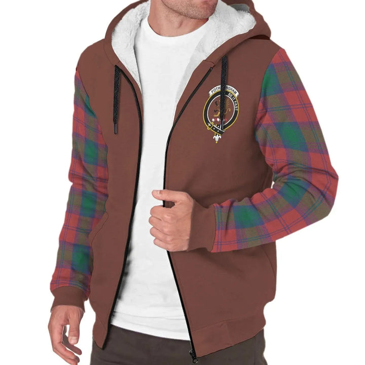 Scottish Fotheringham Clan Crest Tartan Plaid Sleeve Sherpa Hoodie