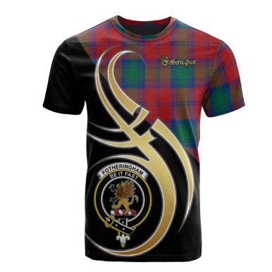 Scottish Fotheringham Modern Clan Crest Tartan T-Shirt Believe in Me Front Side Tartan Plaid