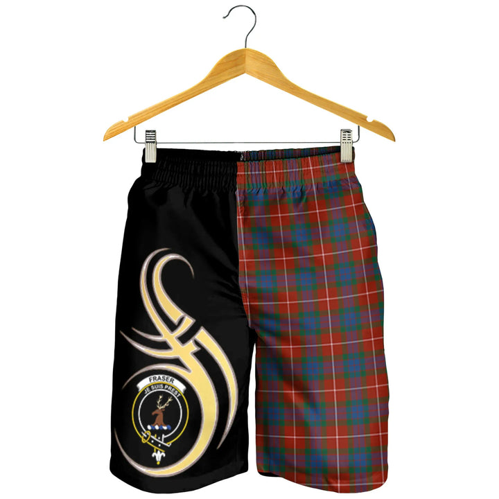 Scottish Fraser Ancient Clan Crest Tartan Believe in Me Men's Shorts