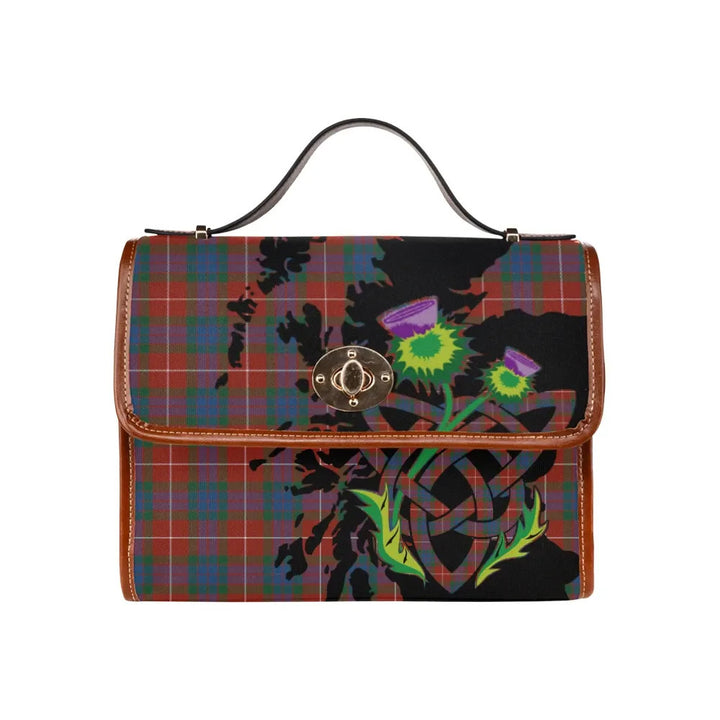 Scottish Fraser Ancient Clan Tartan Waterproof Canvas Bag With Thistle Tartan Plaid 1