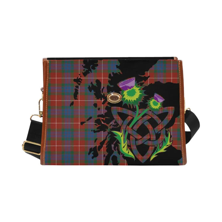 Scottish Fraser Ancient Clan Tartan Waterproof Canvas Bag With Thistle Tartan Plaid 2