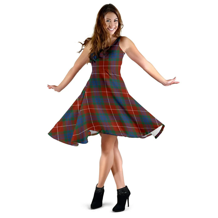 Scottish Fraser Ancient Clan Tartan Women Midi Dress