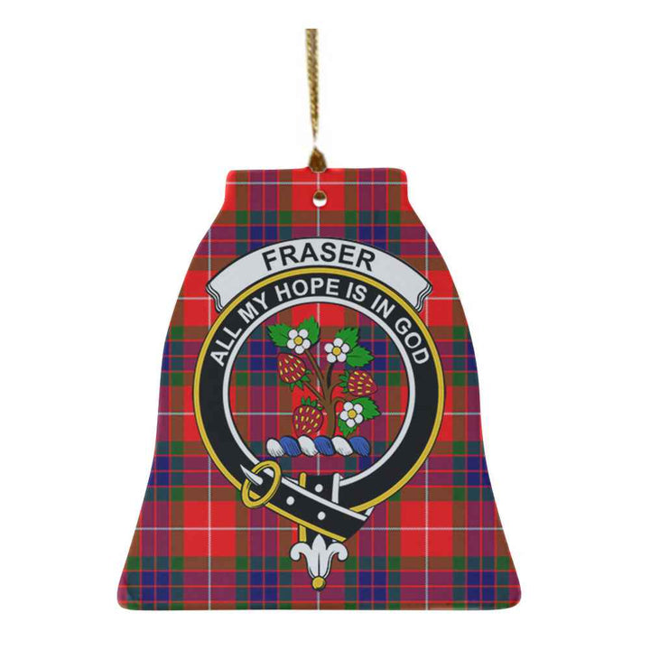Scottish Fraser (of Lovat) Clan Crest Tartan Ceramic Ornament Bell Shape Tartan Plaid