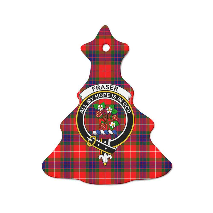 Scottish Fraser (of Lovat) Clan Crest Tartan Ceramic Ornament Tree Shape Tartan Plaid