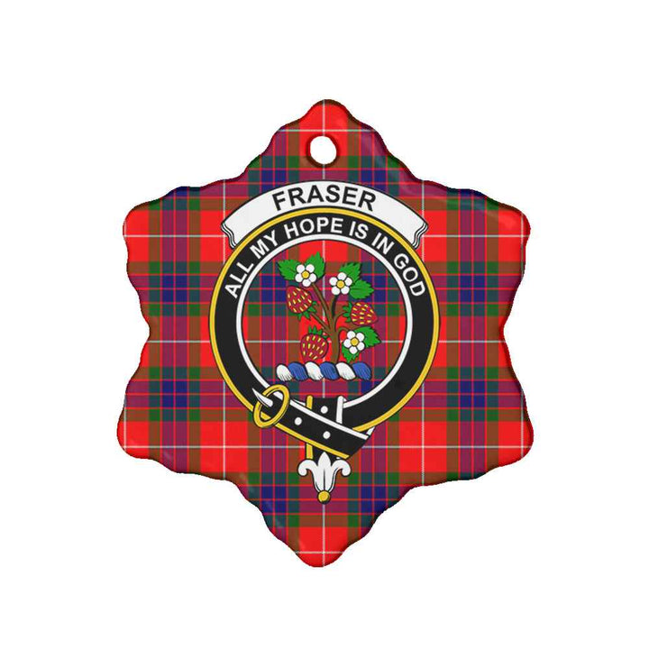 Scottish Fraser (of Lovat) Clan Crest Tartan Ceramic Ornament Snow Flake Shape Tartan Plaid
