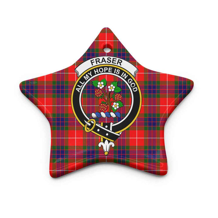 Scottish Fraser (of Lovat) Clan Crest Tartan Ceramic Ornament Star Shape Tartan Plaid