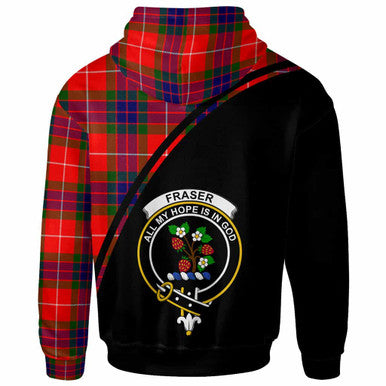 Scottish Fraser (of Lovat) Clan Crest Tartan Curve Hoodie Back Side Tartan Plaid