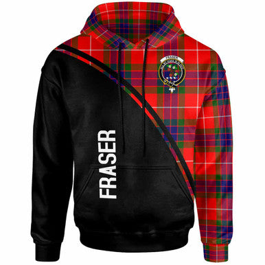Scottish Fraser (of Lovat) Clan Crest Tartan Curve Hoodie Front Side Tartan Plaid
