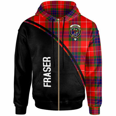 Scottish Fraser (of Lovat) Clan Crest Tartan Curve Hoodie Zip-up Tartan Plaid