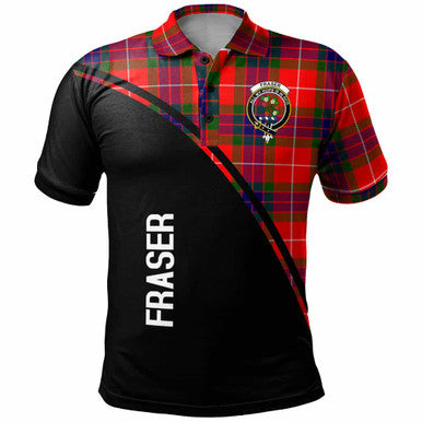 Scottish Fraser (of Lovat) Clan Crest Tartan Curve Polo Shirt Front Side Tartan Plaid