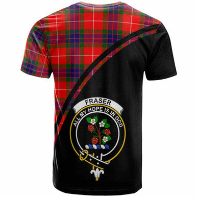 Scottish Fraser (of Lovat) Clan Crest Tartan Curve T-Shirt Back Side Tartan Plaid