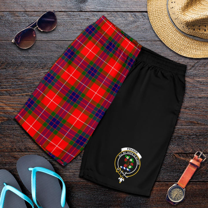 Scottish Fraser Clan Crest Tartan Half of Me Men's Shorts