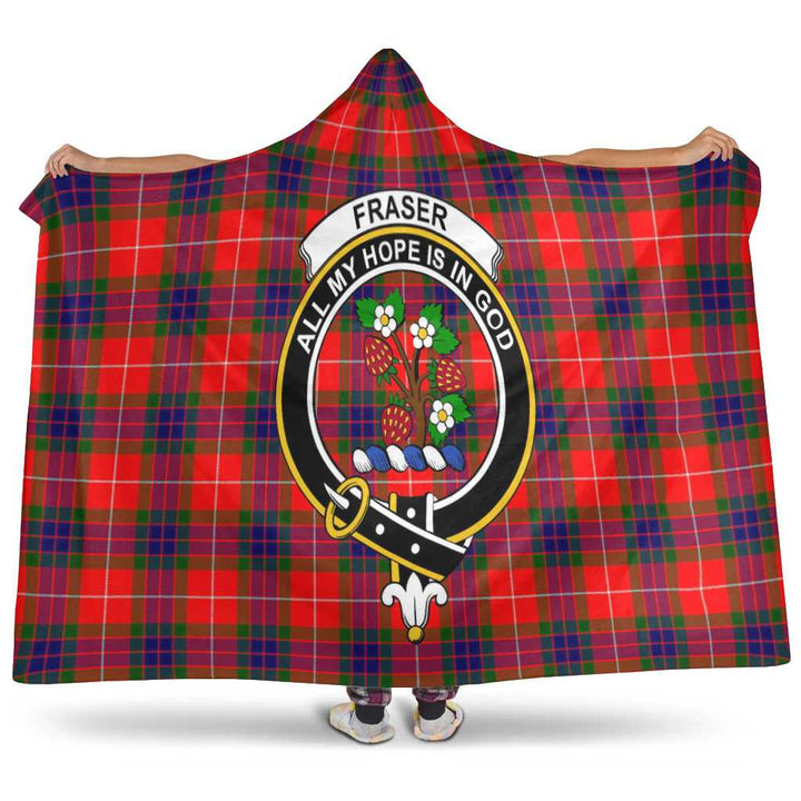 Scottish Fraser Clan Crest Tartan Hooded Blanket Tartan Plaid 1
