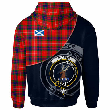 Scottish Fraser (of Lovat) Clan Crest Tartan Hoodie - Bend Style Back Side Tartan Plaid