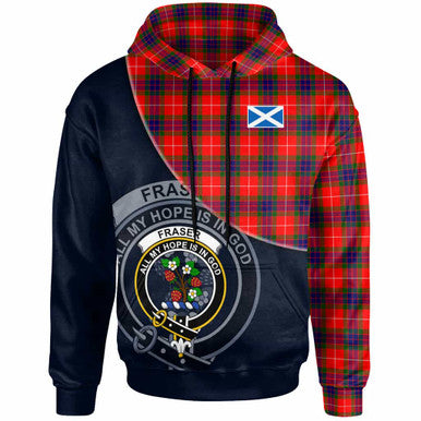 Scottish Fraser (of Lovat) Clan Crest Tartan Hoodie - Bend Style Front Side Tartan Plaid