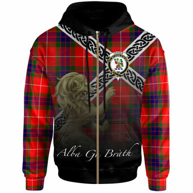 Scottish Fraser (of Lovat) Clan Crest Tartan Hoodie - Scotland Lion Zip-up Tartan Plaid