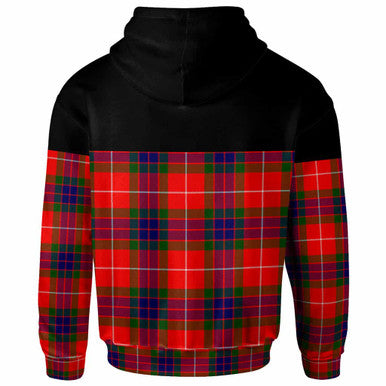 Scottish Fraser (of Lovat) Clan Crest Tartan Hoodie - Horizontal Style Back Side Tartan Plaid