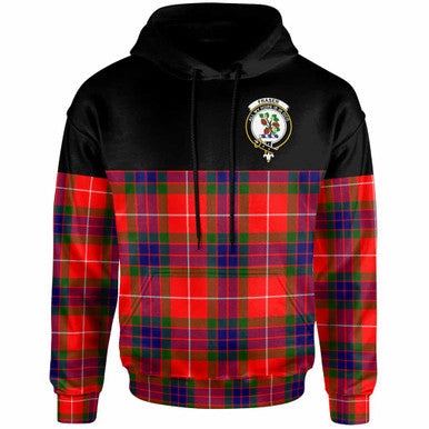 Scottish Fraser (of Lovat) Clan Crest Tartan Hoodie - Horizontal Style Front Side Tartan Plaid