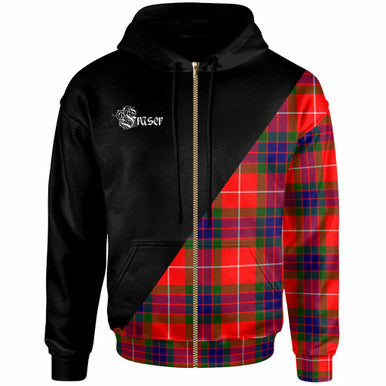 Scottish Fraser (of Lovat) Clan Crest Tartan Hoodie - Military Logo Zip-up Tartan Plaid