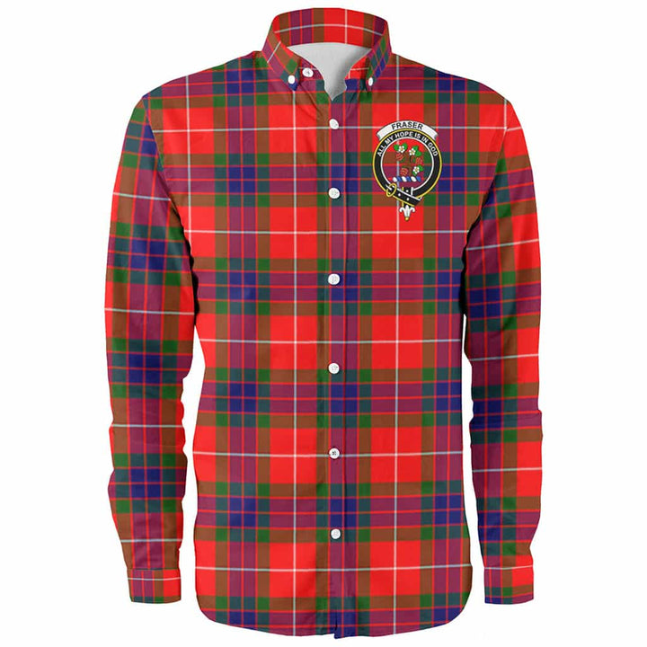 Scottish Fraser (of Lovat) Clan Crest Tartan Long Sleeve Shirt Front Side Tartan Plaid