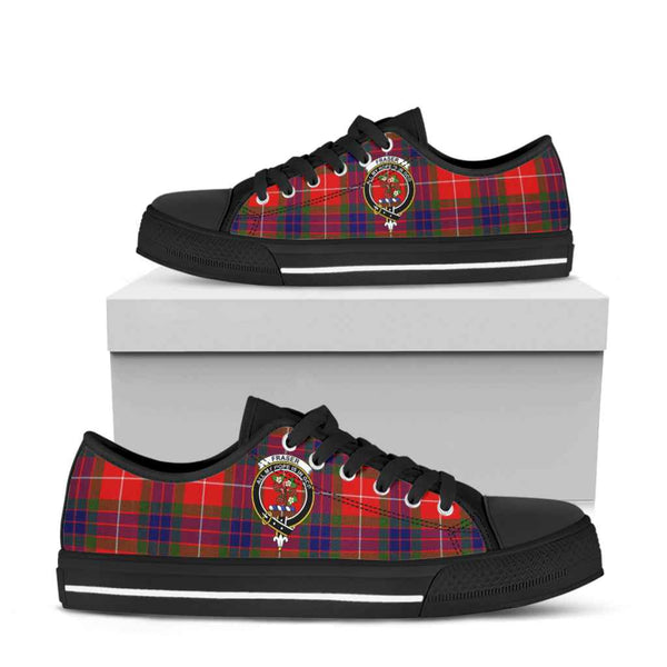 Scottish Fraser (of Lovat) Clan Crest Tartan Low Top Shoes Tartan Plaid Black