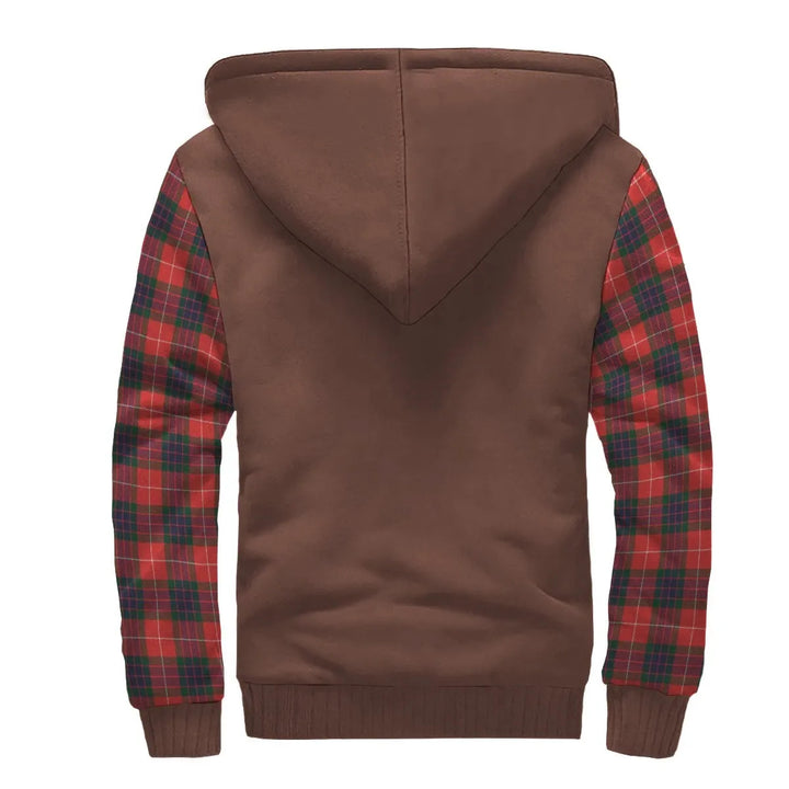 Scottish Fraser Clan Crest Tartan Plaid Sleeve Sherpa Hoodie