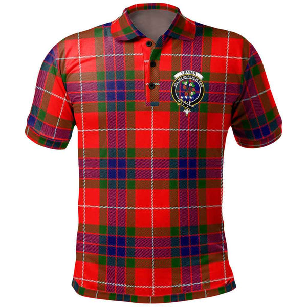 Scottish Fraser Clan Crest Tartan Polo Shirt Front Side Tartan Plaid
