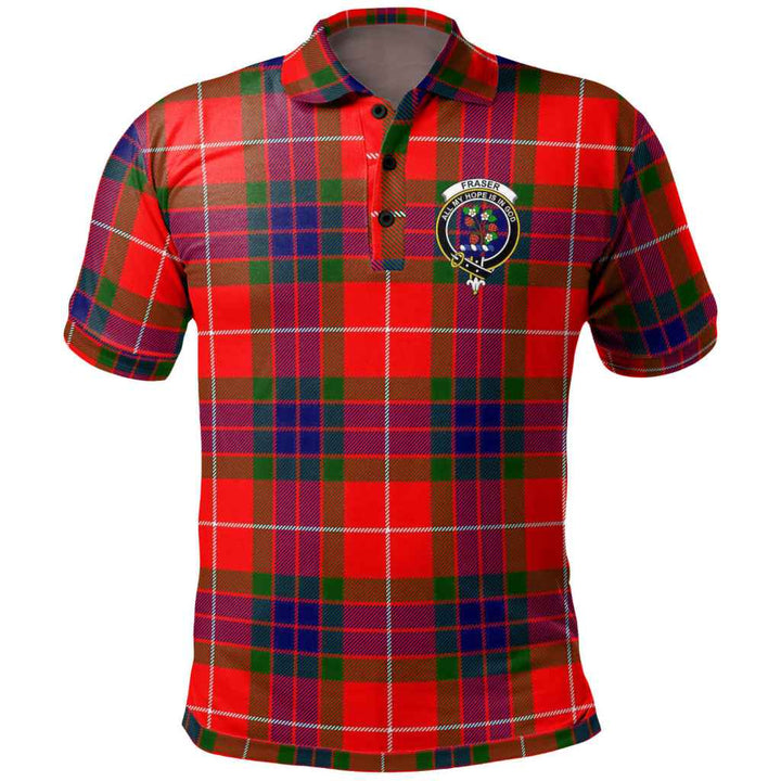 Scottish Fraser Clan Crest Tartan Polo Shirt Front Side Tartan Plaid
