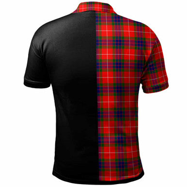 Scottish Fraser (of Lovat) Clan Crest Tartan Polo Shirt - Half in Me Back Side Tartan Plaid