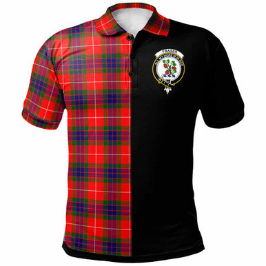 Scottish Fraser (of Lovat) Clan Crest Tartan Polo Shirt - Half in Me Front Side Tartan Plaid