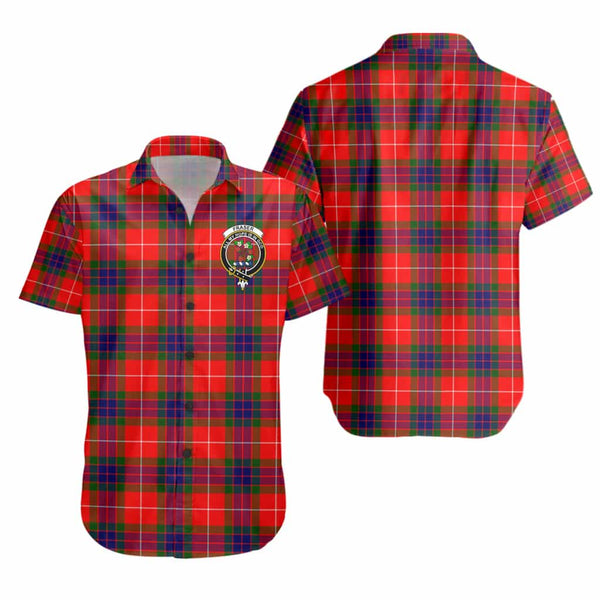 Scottish Fraser (of Lovat) Clan Crest Tartan Short Sleeve Shirt Tartan Plaid