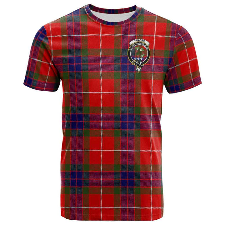 Scottish Fraser Clan Crest Tartan T-Shirt Front Side Tartan Plaid