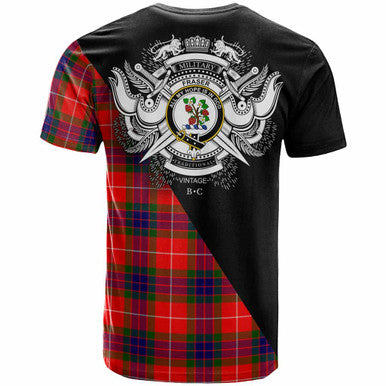 Scottish Fraser (of Lovat) Clan Crest Tartan T-Shirt - Military Logo Back Side Tartan Plaid