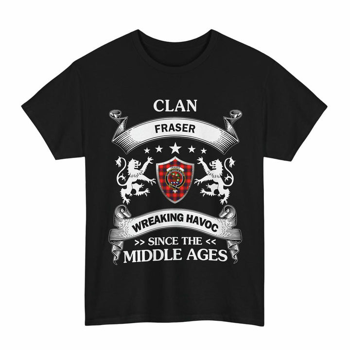 Scottish Fraser Clan Crest Tartan T-Shirt Wreaking Havoc Design Tartan Plaid Black Color