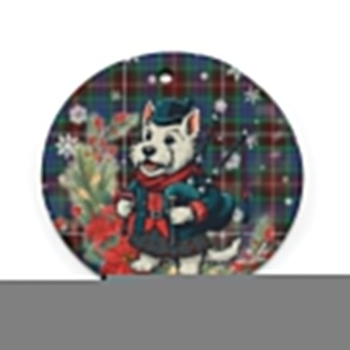 Scottish Fraser Hunting Ancient Clan Tartan Ceramic Ornament Cute Scottish Terrier Dog Circle Style Tartan Plaid